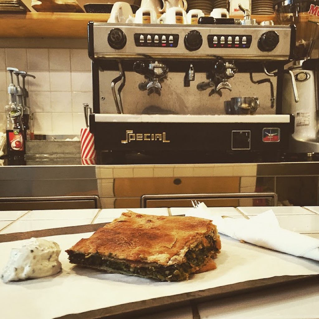 Late breakfast with a spinach pie at Pie Works