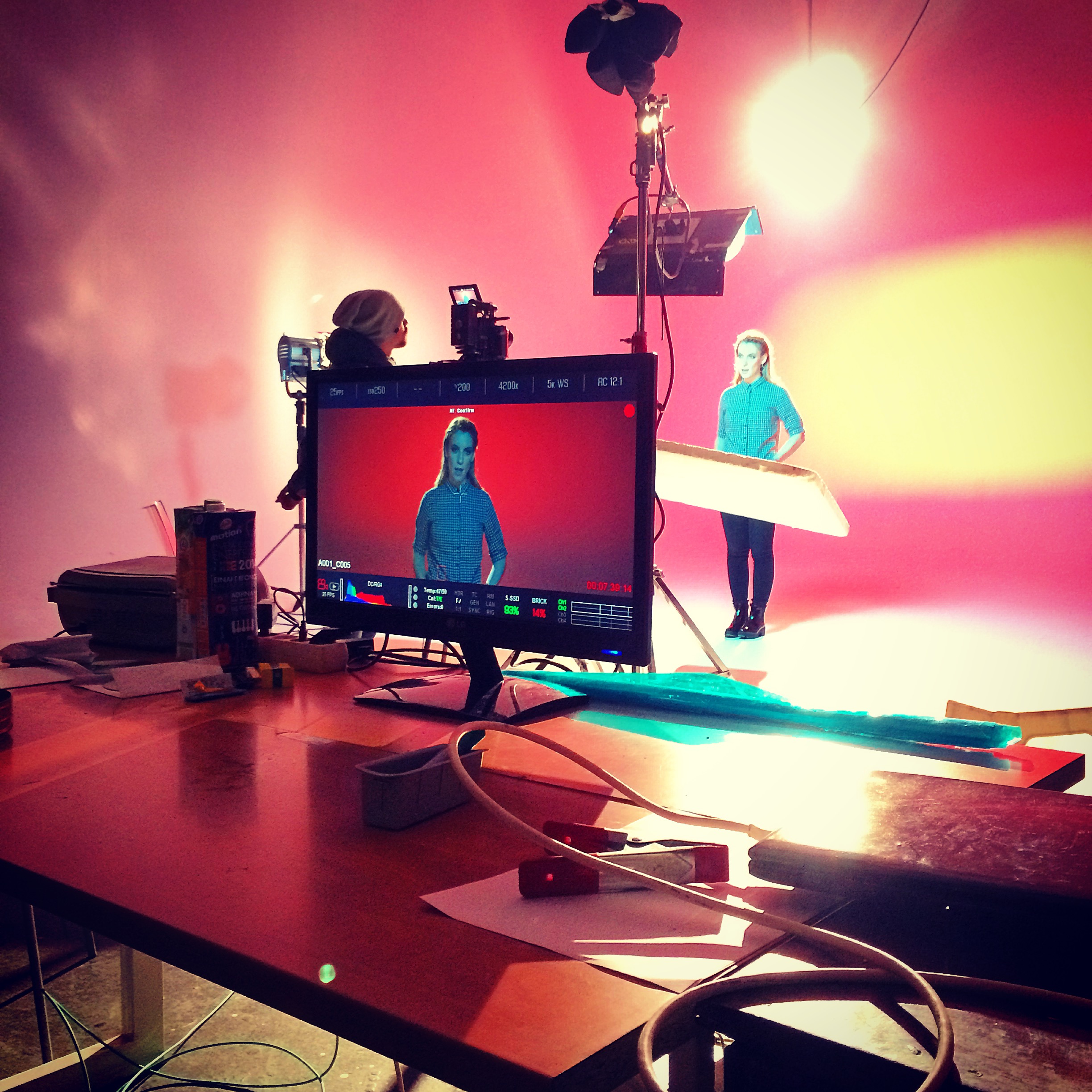 Backstage on the set of Tonight music video