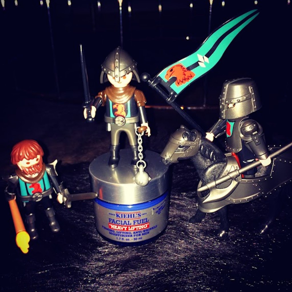 Knights guarding my precious Kiehl's facial fuel Heavy Lifting moisturizer