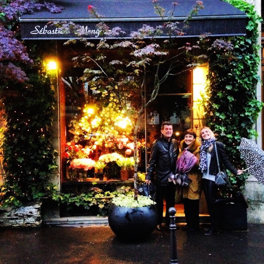 My parents & sister outside Sebastian Mengozzi's on-of-a-kind flower shop