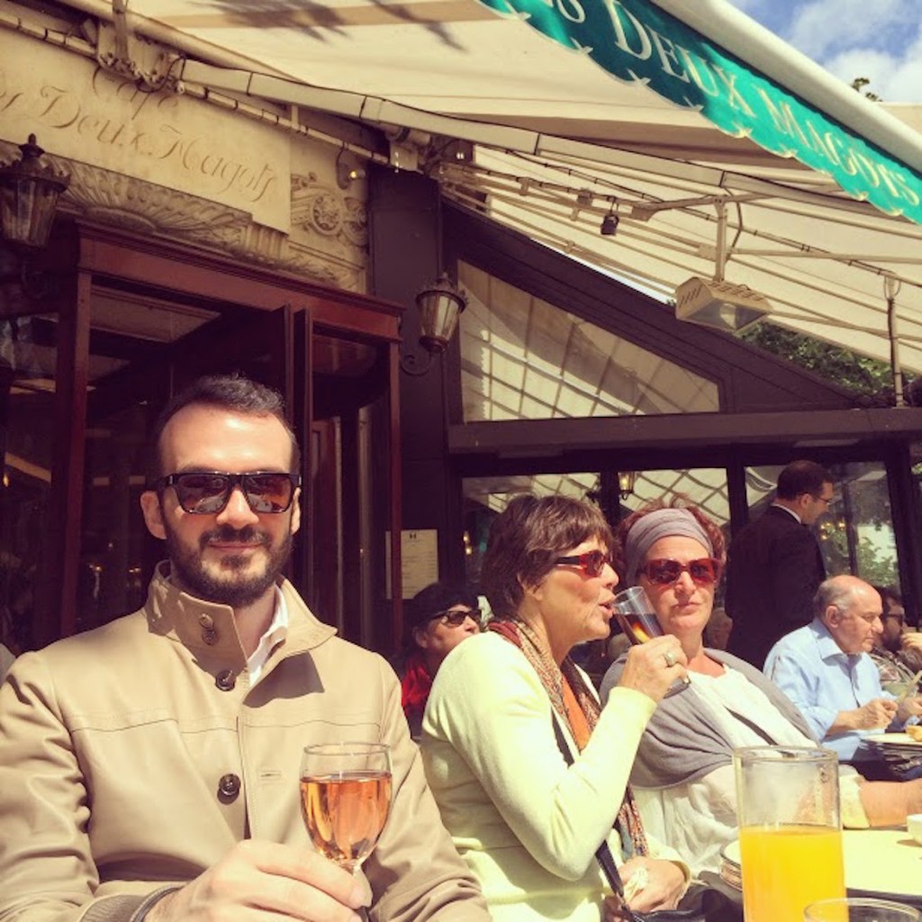 Having an aperitif at all-time-classic cafe Les Deux Magots