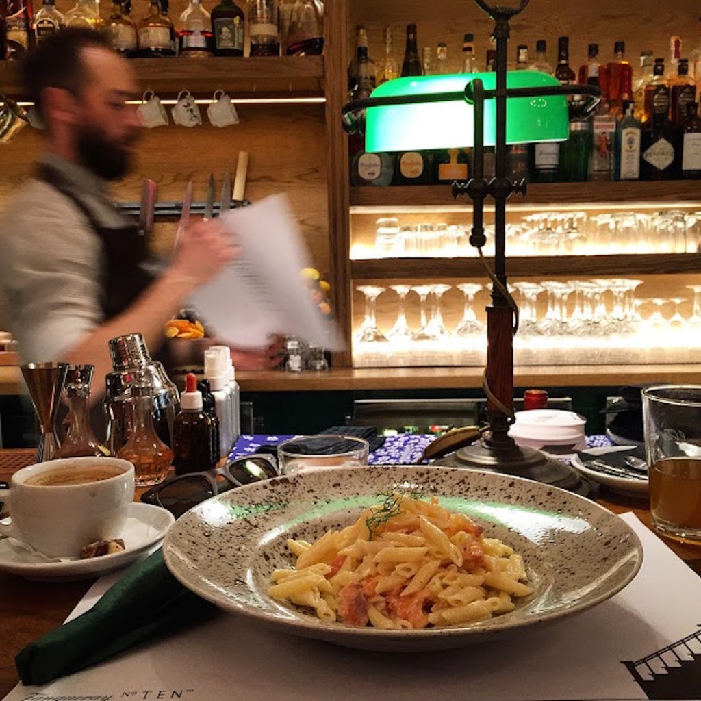 Cold pasta with salmon at The Clumsies