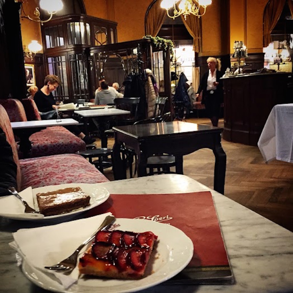 Zwetschkenfleck & Sperlschnitte signature desserts at famous cafe Sperl serving the cafe society since 1880.