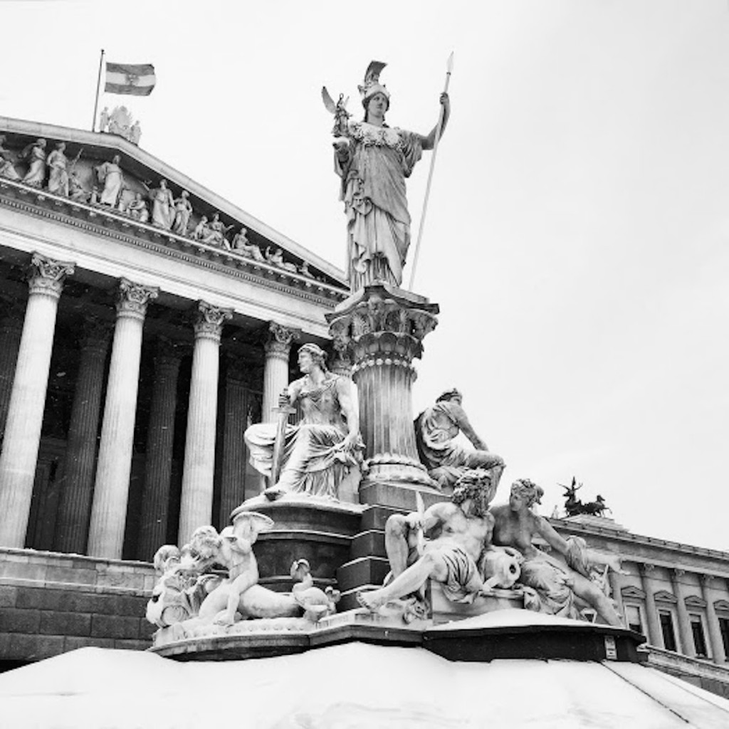 The neoclassical Austrian Parliament.
