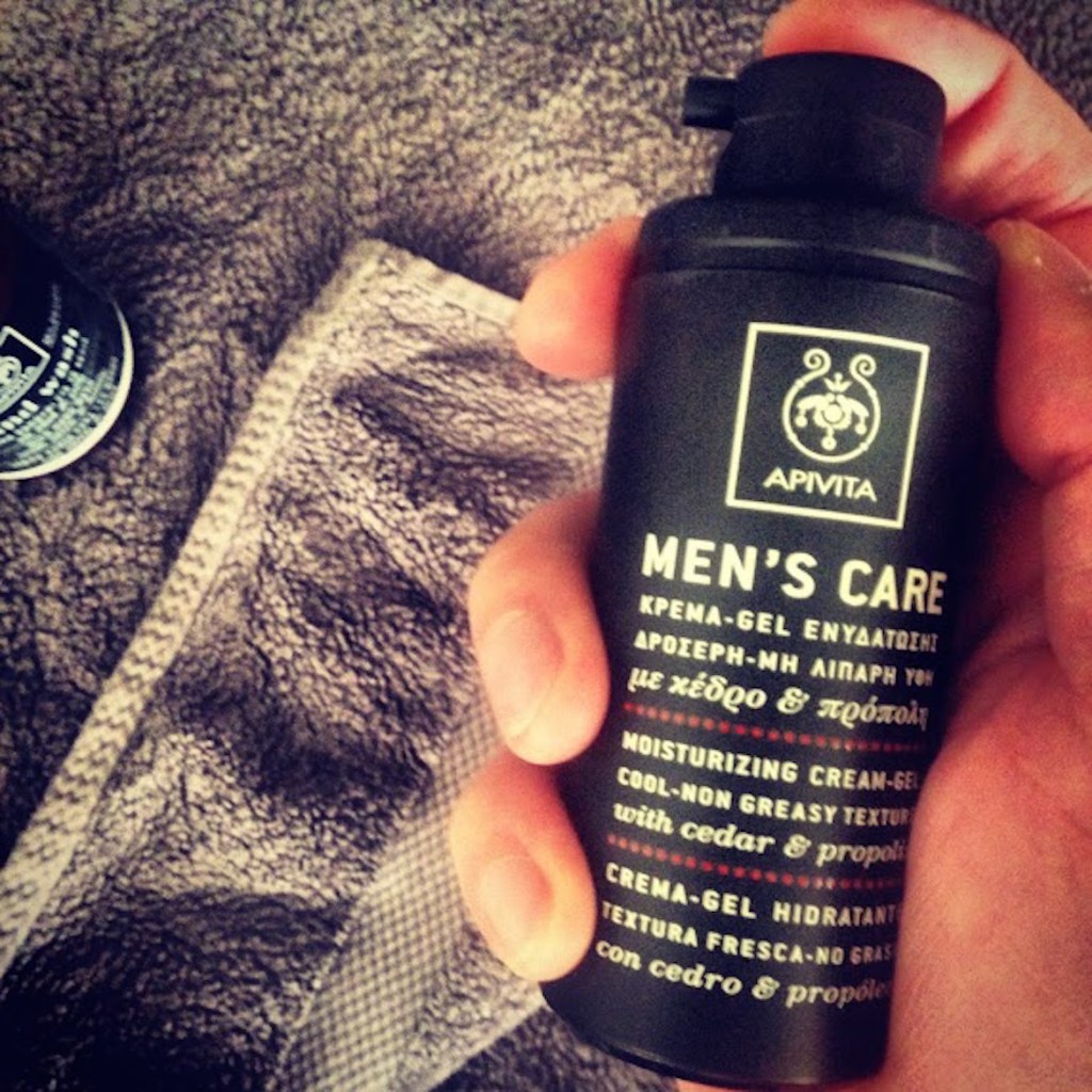 Apivita One of my daily secrets: non-greasy gel moisturizer for men.