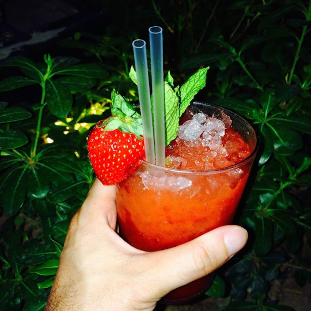 Passionately red Strawberry Mojito at Dot bar, Athens