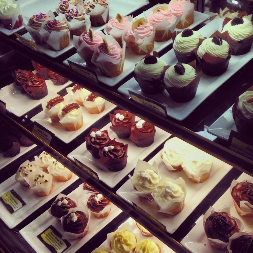 Cupcakes at landmark cafe Angelique at Bleecker Str., West Village.