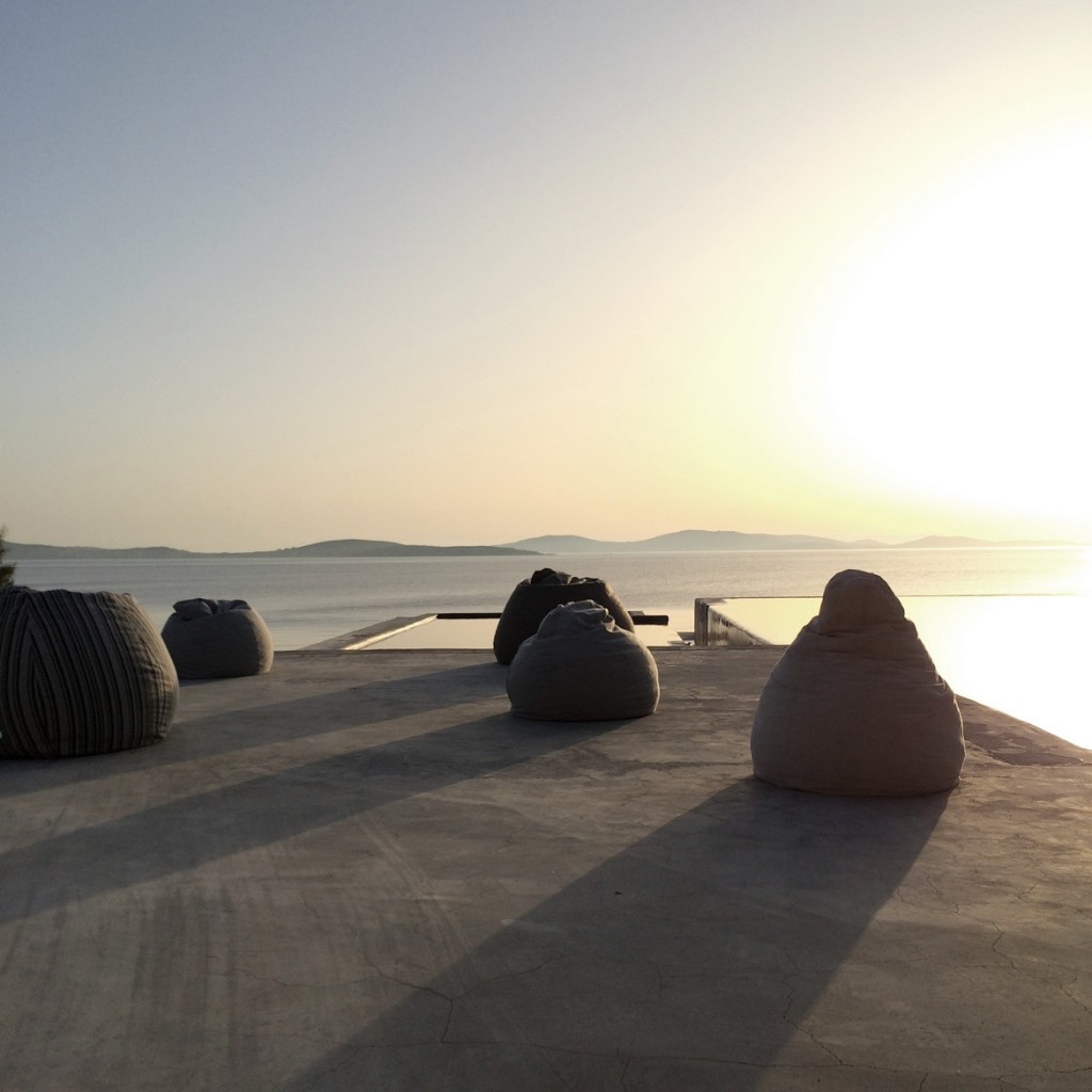Sunset at a private residence in Mykonos.