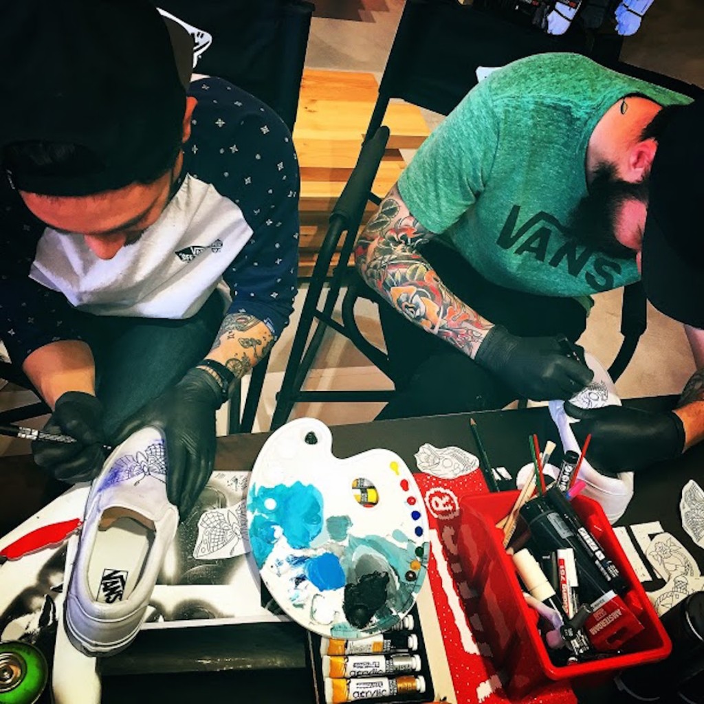 Dark Side Tattoo Society I had not one but two artists customizing my left & my right Vans sneakers