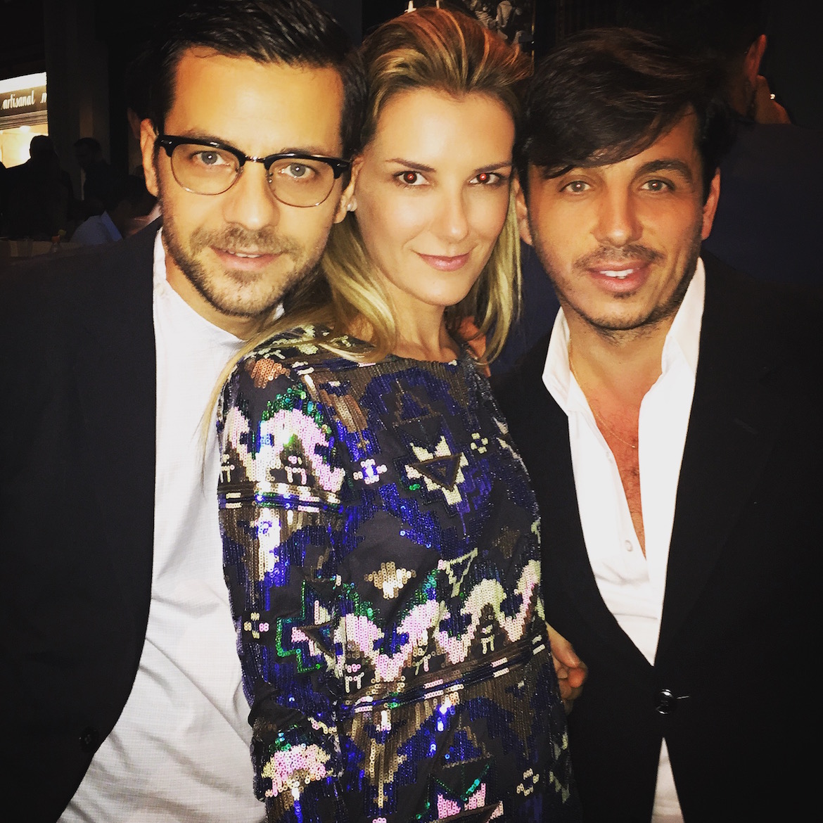 Zeta between Giannis & Dimitris (aka Mi-Ro fashion designers).
