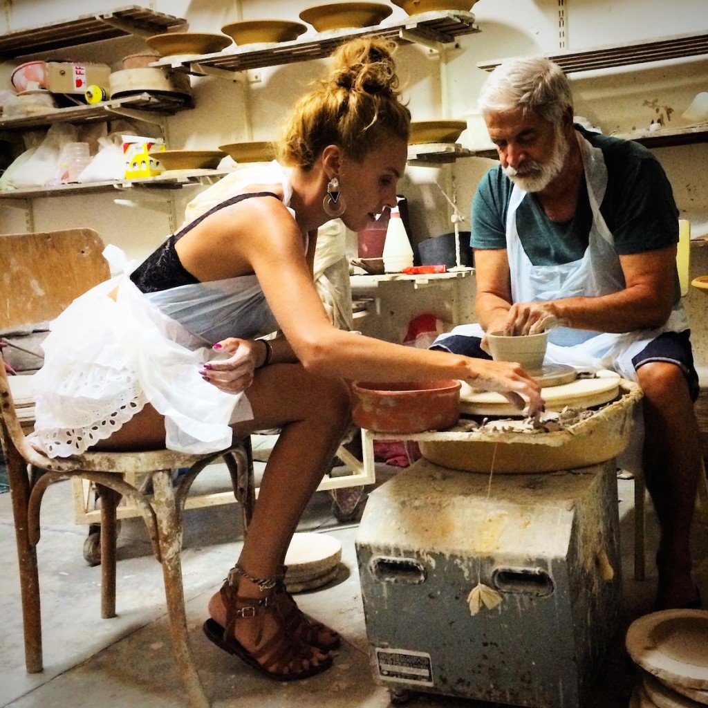 Popular singer Tamta introduced to the art of Ceramics by top artist Manousos Chalkiadakis (www.greekceramics.gr)