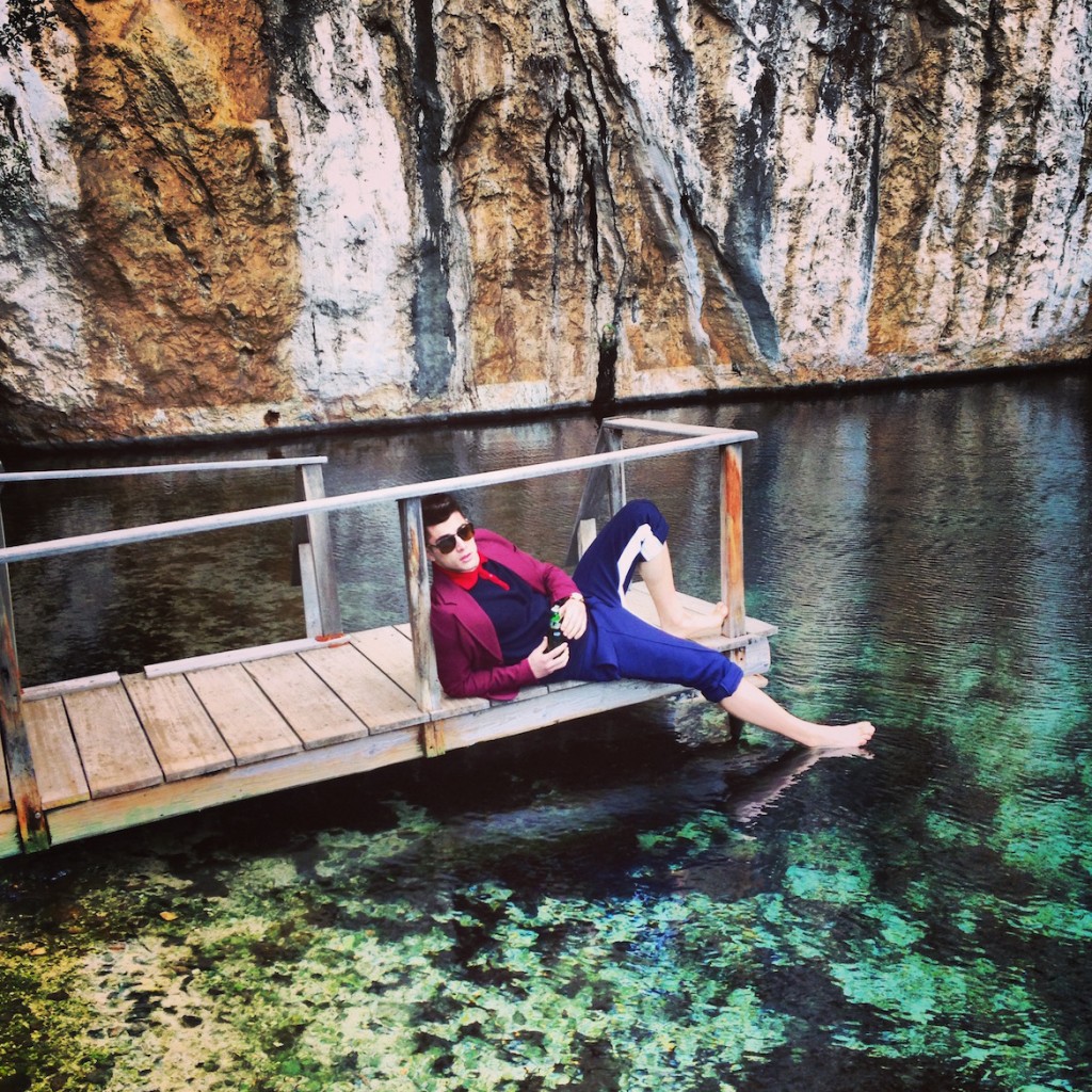 Model Yannis Bachos at magical Vouliagmeni lake