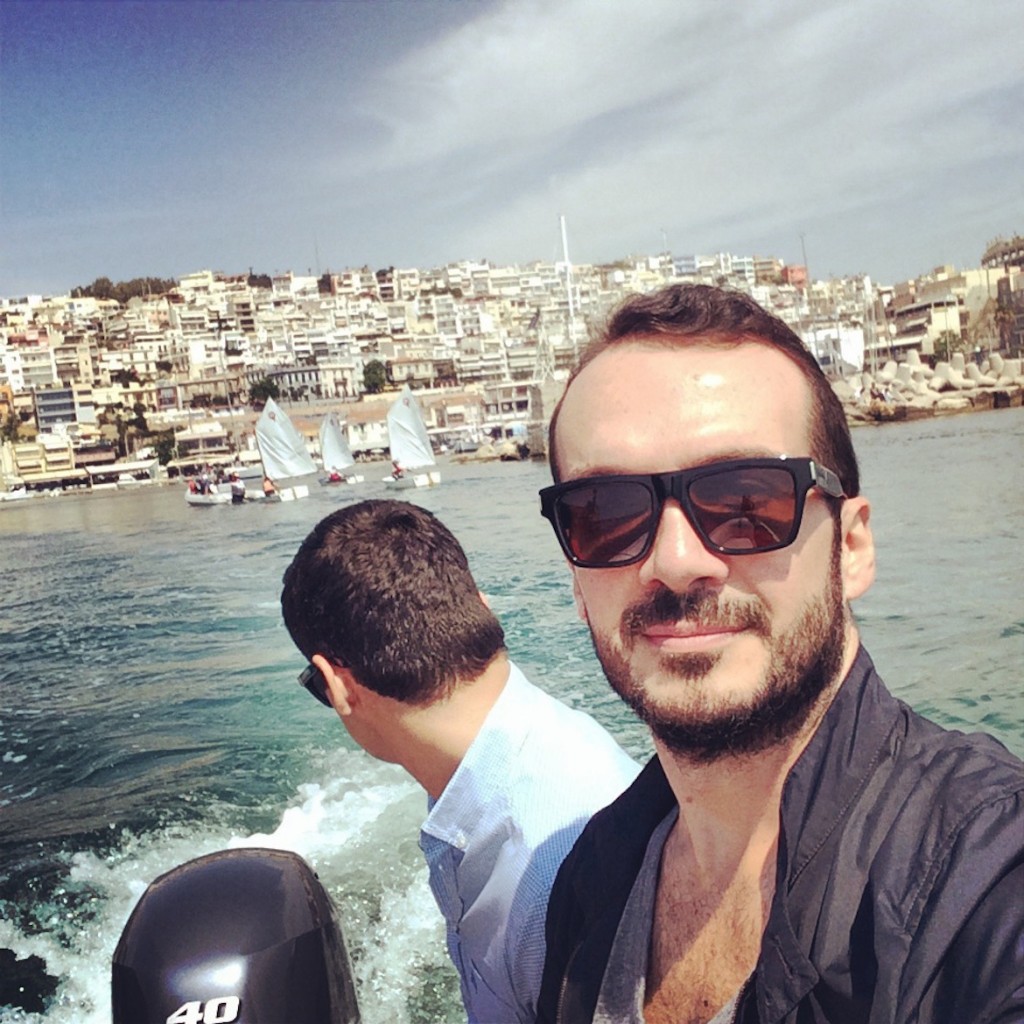 On the tender taking me from N.O.E. to a boat sailing coast to coast along the Athens Riviera