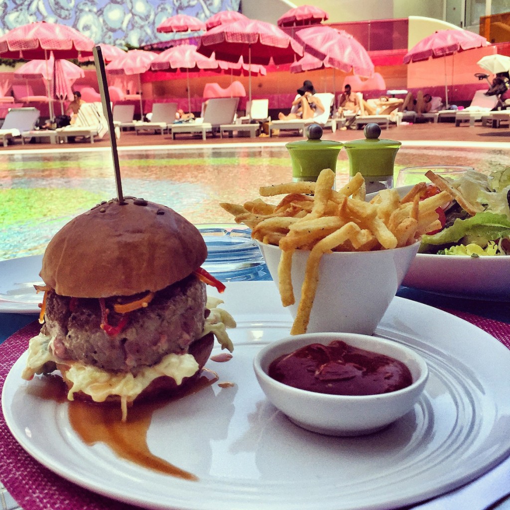 Blessed... Excellent tuna burger & fries by the pool...