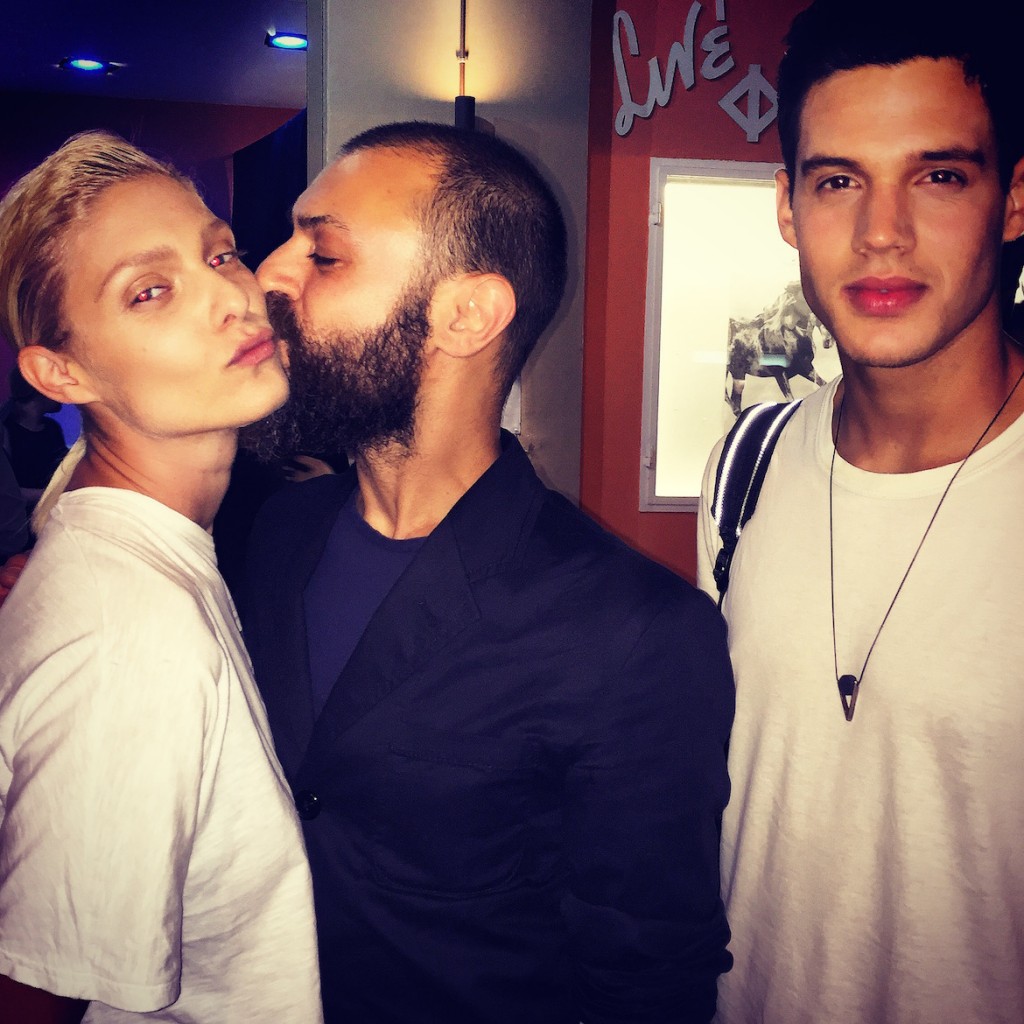 Human sandwich: ultra-talented fashion editor Nikolas Georgiou (of Dapper Dan & Votre Beaute) between beautiful models Anastasia Perraki & Christos Birbas.