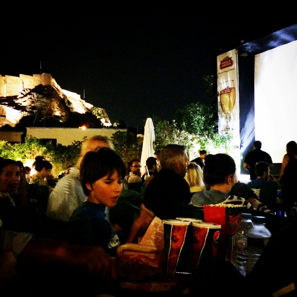 Acropolis view at Cine Paris in Plaka.