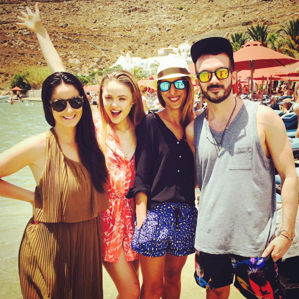 With the lovely international celebrity-blogger Kristina Bazan and our friends Fiona & Vasso at Psarrou.