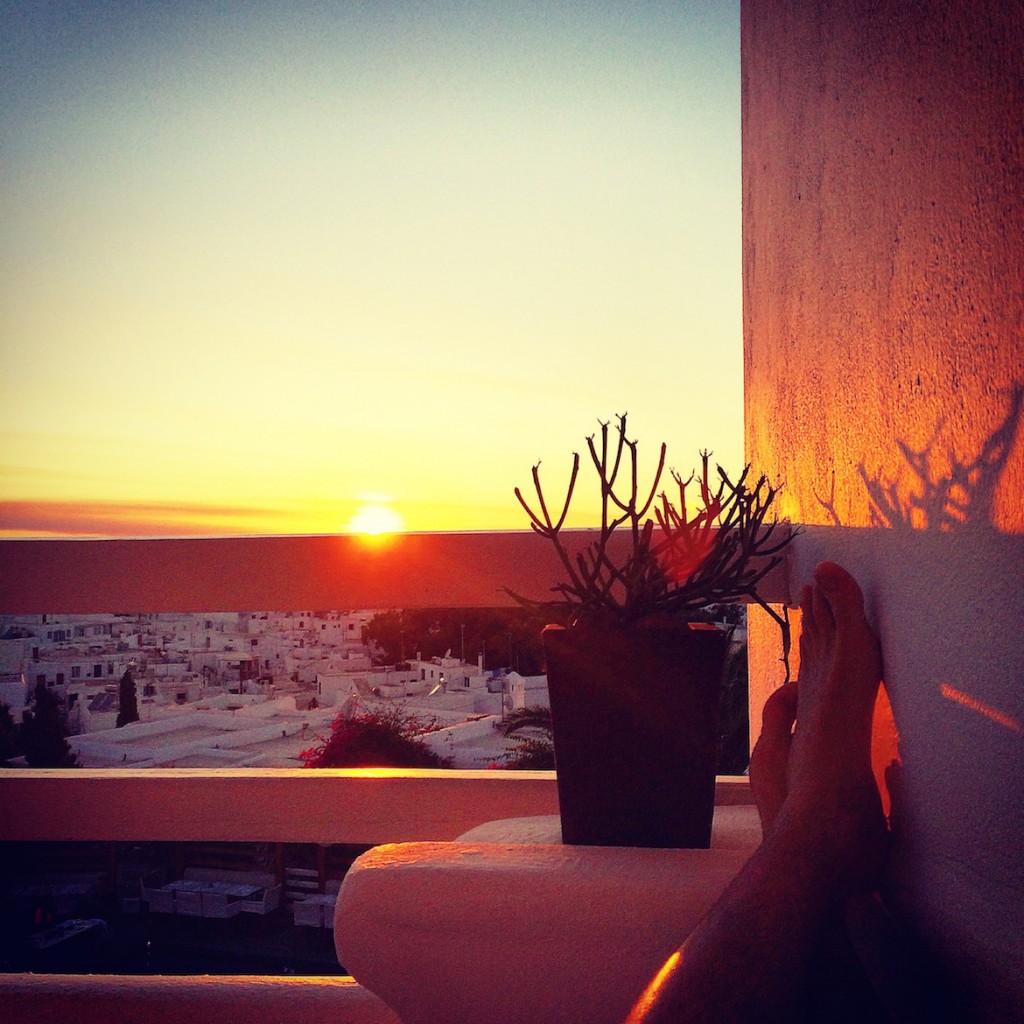 Sunset from the suite at the ultra-chic & cosmopolitan Belvedere hotel.