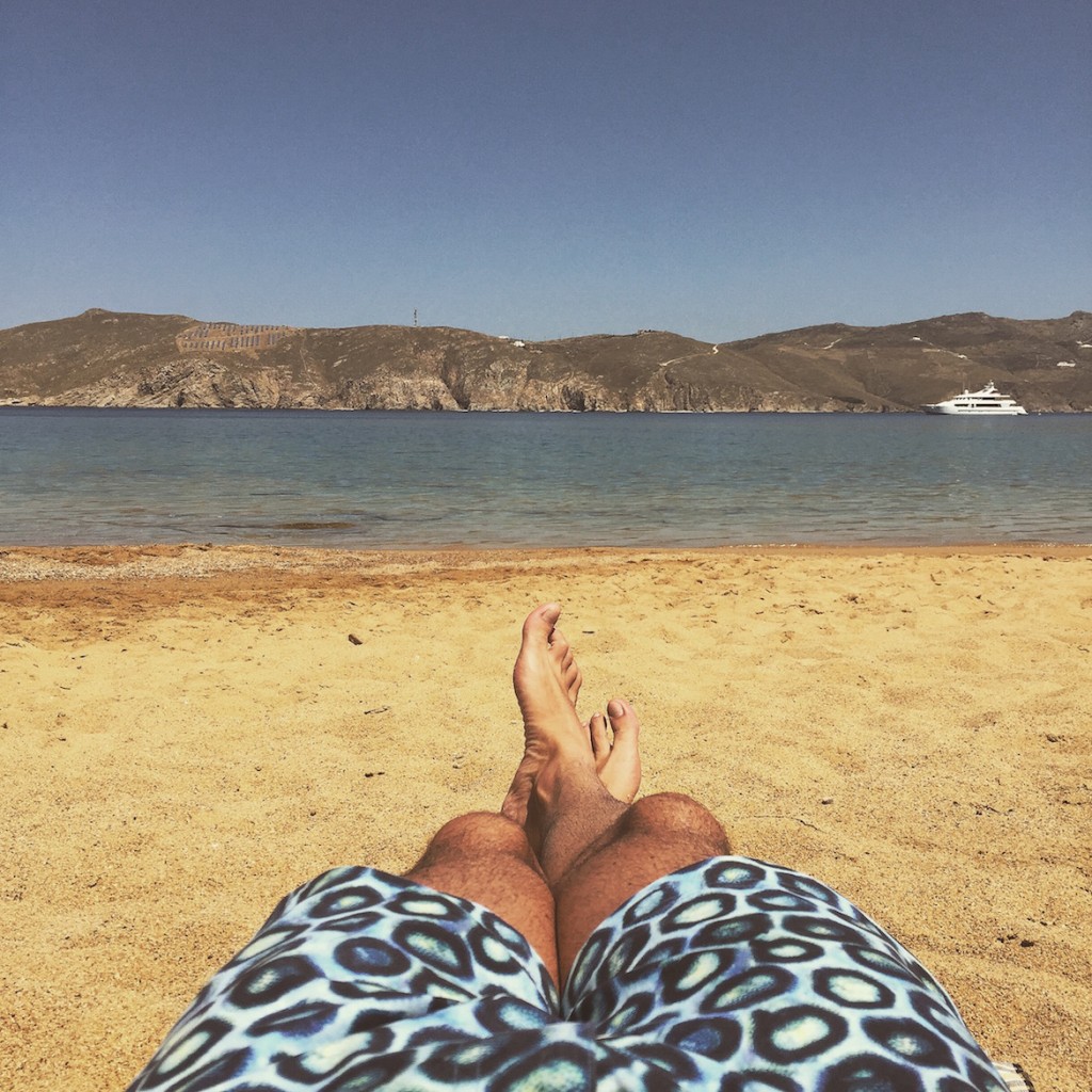 On the bohemian insiders' beach of Agios Sostis.