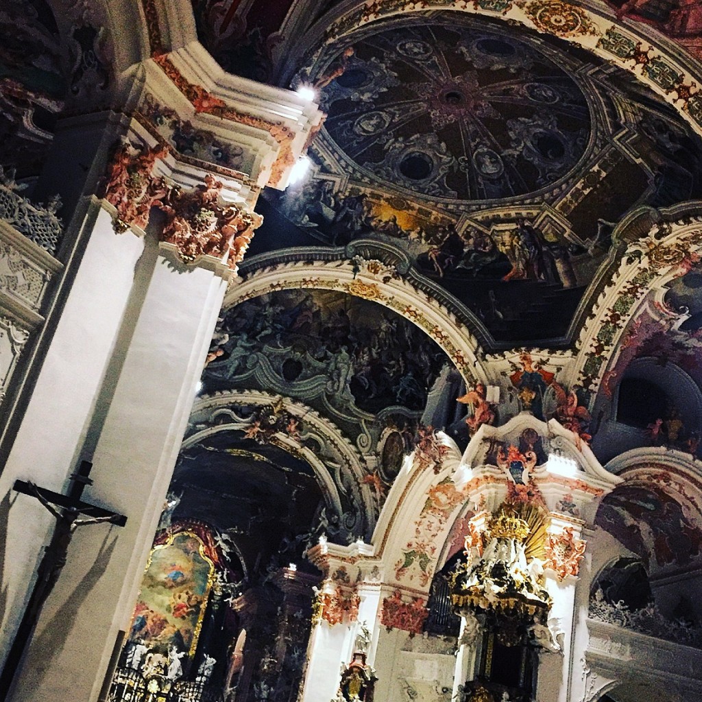 The stunning Rococo interiors of the huge Einsiedeln Abbey.