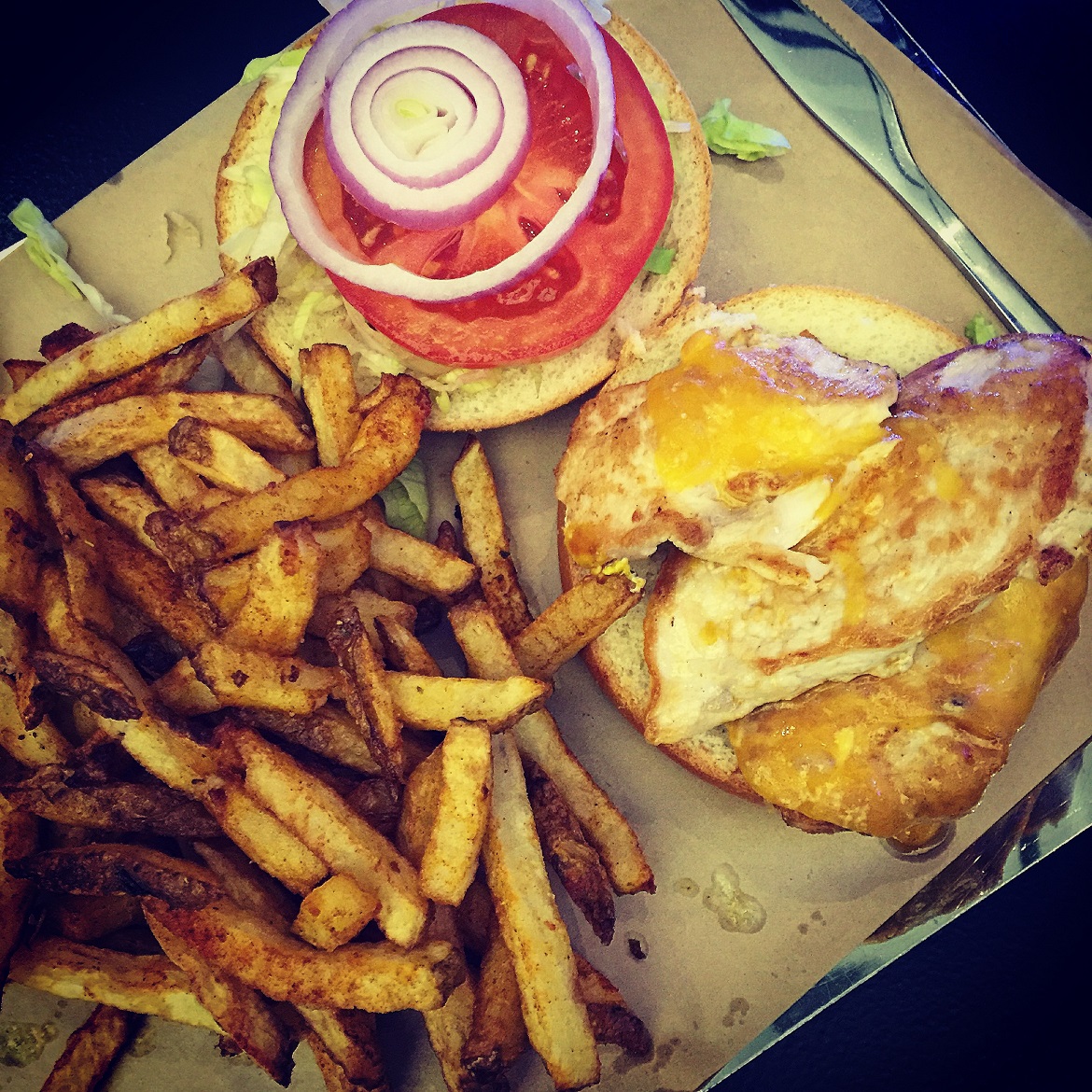 Cajun Chicken burger +++ AMAZING fries!