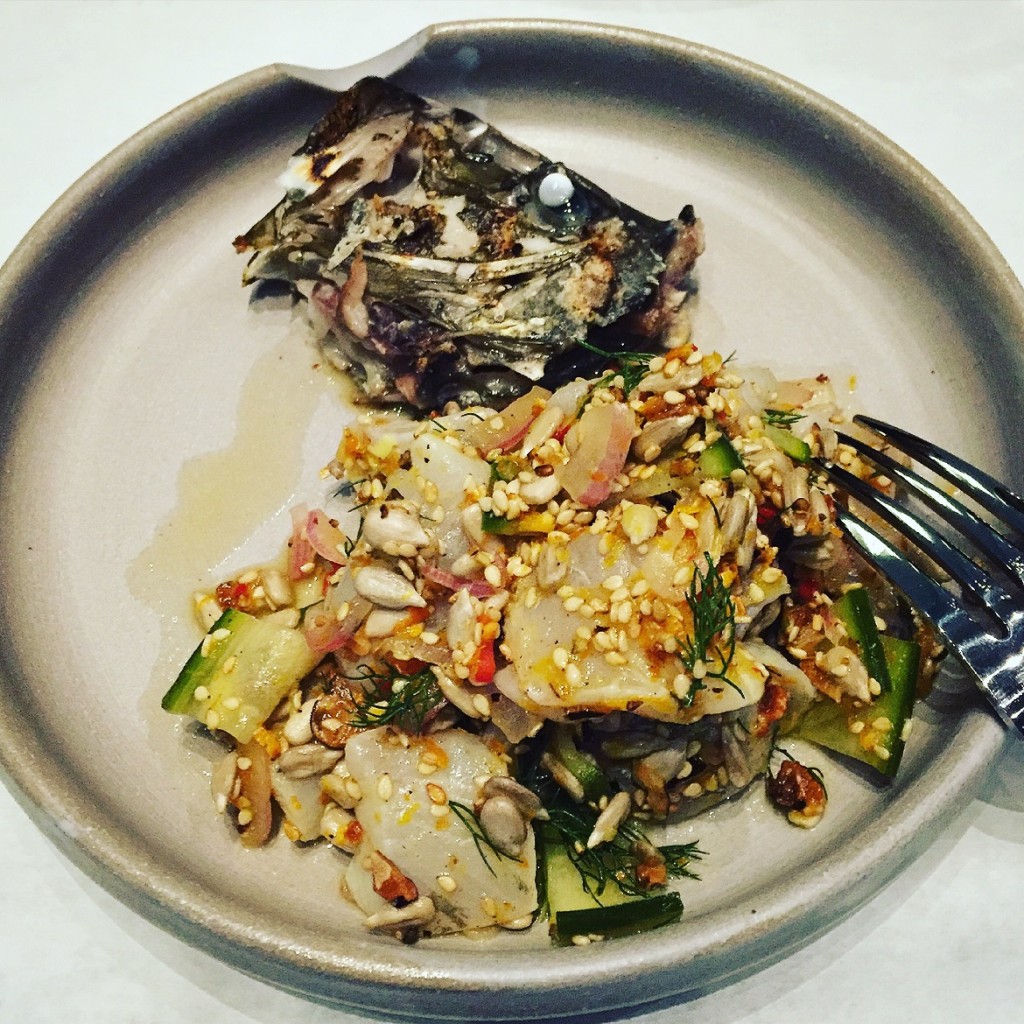 A tasty but super ugly ceviche (& do I see a broken plate here?)