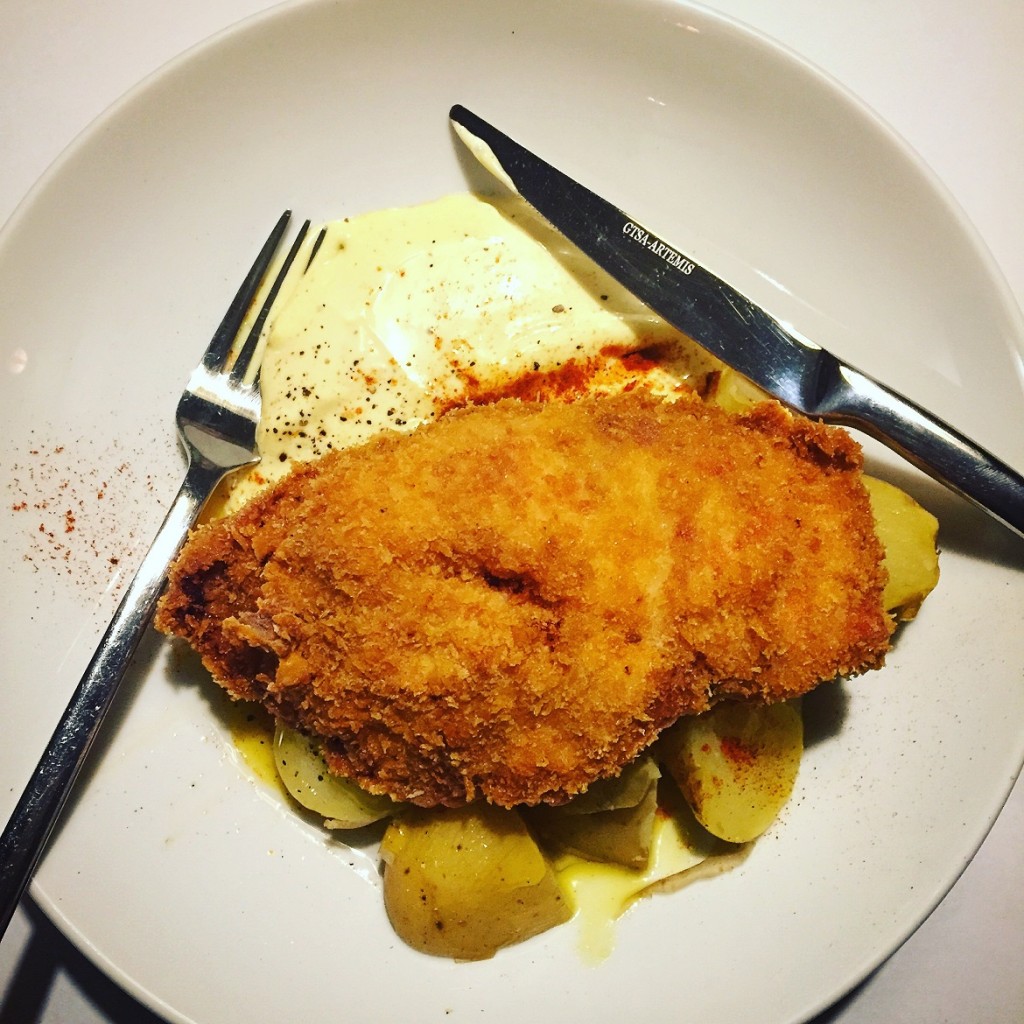 Panko chicken with yuzu mayonnaise & potato salad at The Clumsies