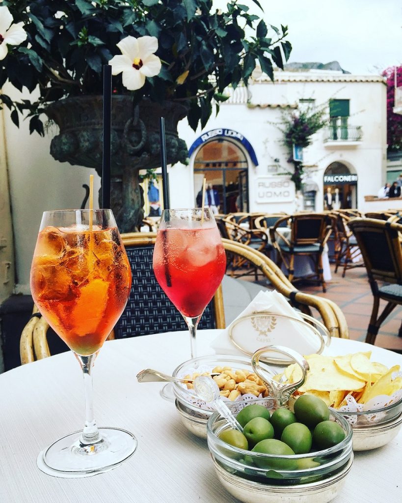 Aperitivo (before dinner) hour & great people-watching at the front of Grand Hotel Quisisana