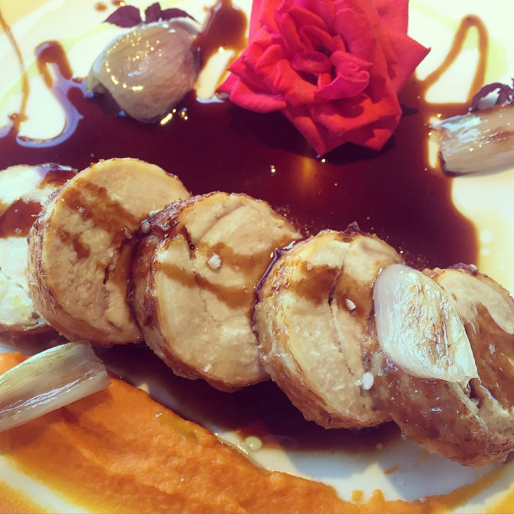 CHICKEN TERIYAKI: Sous vide, carrot puree, teriyaki sauce