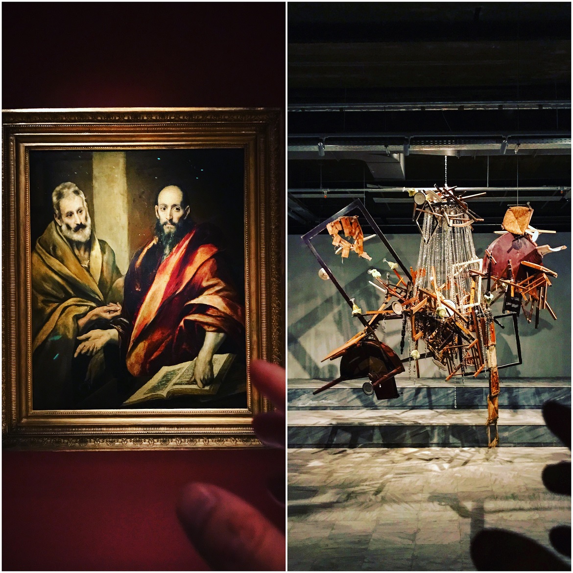 Αριστερά: Δομήνικος Θεοτοκόπουλος El Greco - Απόστολοι Πέτρος & Παύλος Δεξιά: Ιωάννα Πανταζοπούλου - Reconfigured Etiquette